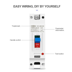 MCCB DC 1P 200A 250V Molded Case Circuit Breaker Panel Surya PLTS